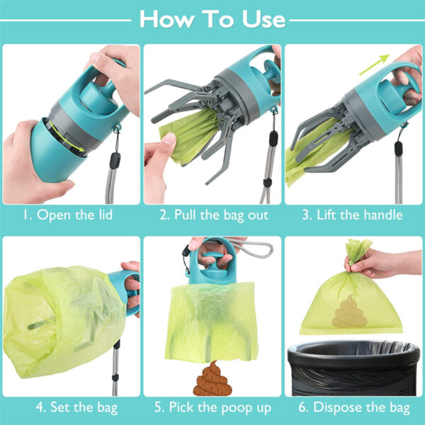 Portable Lightweight Dog Pooper Scooper With Built-in Poop Bag Dispenser Eight-claw Shovel For Pet Toilet Picker Pet Products - Image 4