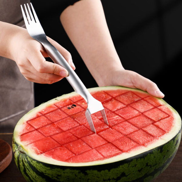 2 In 1 Watermelon Fork Slicer Multi-purpose Stainless Steel Watermelon Slicer Cutter Kitchen Fruit Cutting Fork Fruit Divider Kitchen Gadgets - Image 5