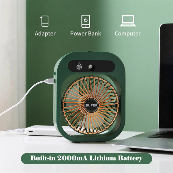 Air Conditioning Fan Desk Misting Fan Air Cooler Cooling USB Rechargeable Humidifier Portable Spray Fan With 3 Wind Speeds Mist Fan For Home - Image 2